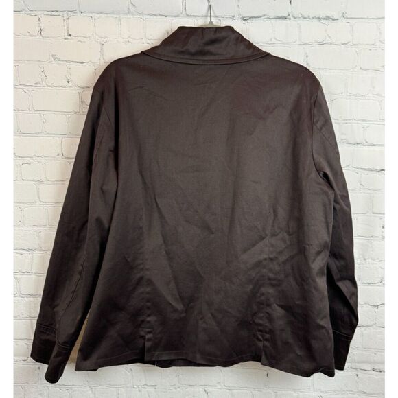 CHICO'S brown cotton stretch button collared jacket blazer size 3 XL - Picture 6 of 7